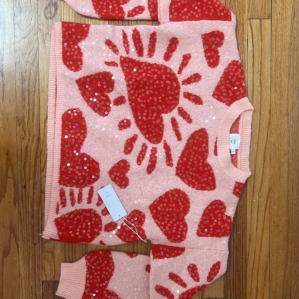 Red and Pink Heart Pattern Sweater